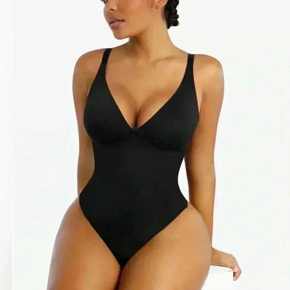 SHAPELLX AirSlim® Body Contour V-Neck Thong Bodysuit - Picture 1 of 10